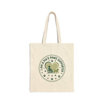 I'm a Pia's Paws Supporter Cotton Canvas Tote Bag