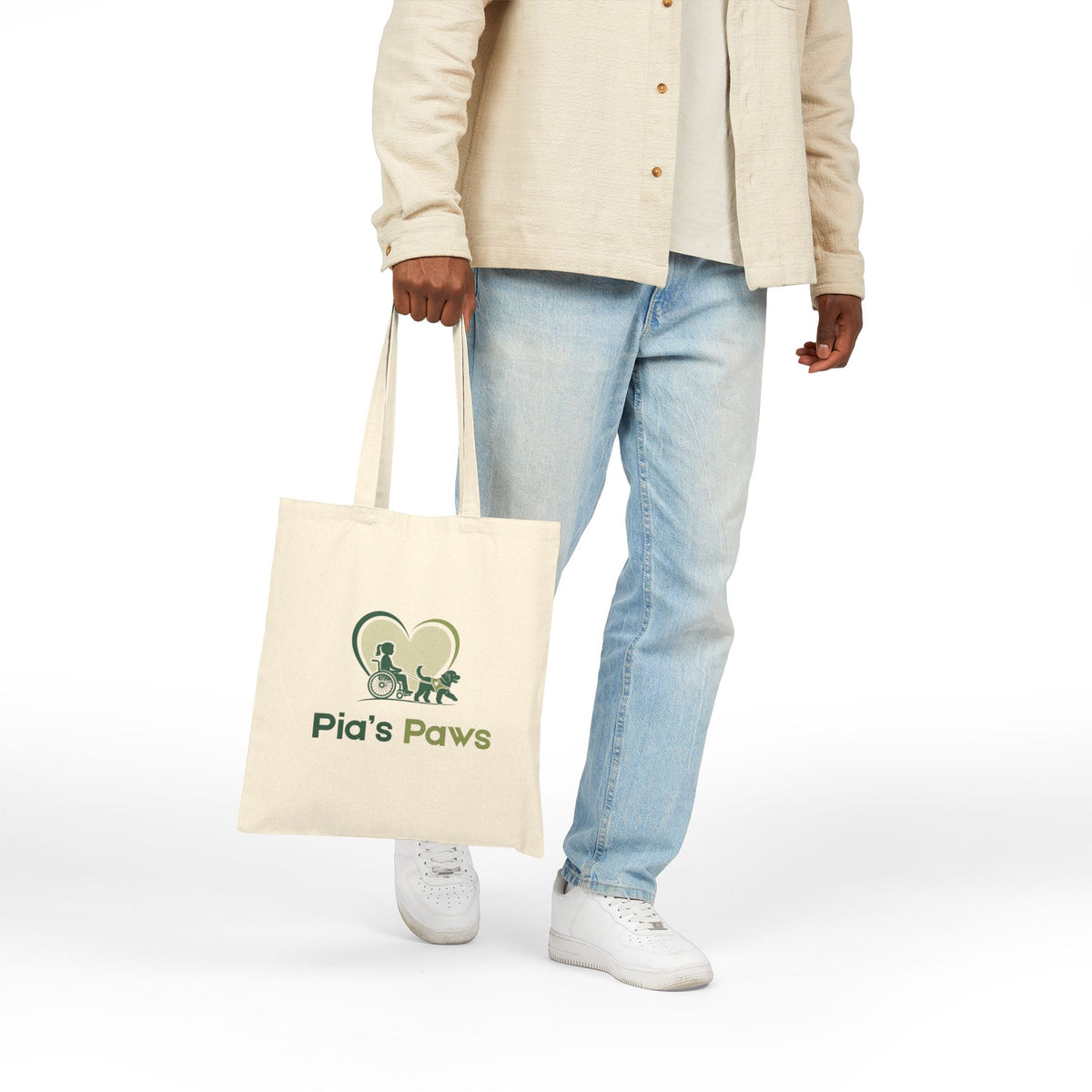 Cotton Canvas Tote Bag featuring the Pia & Crazy Heart Design