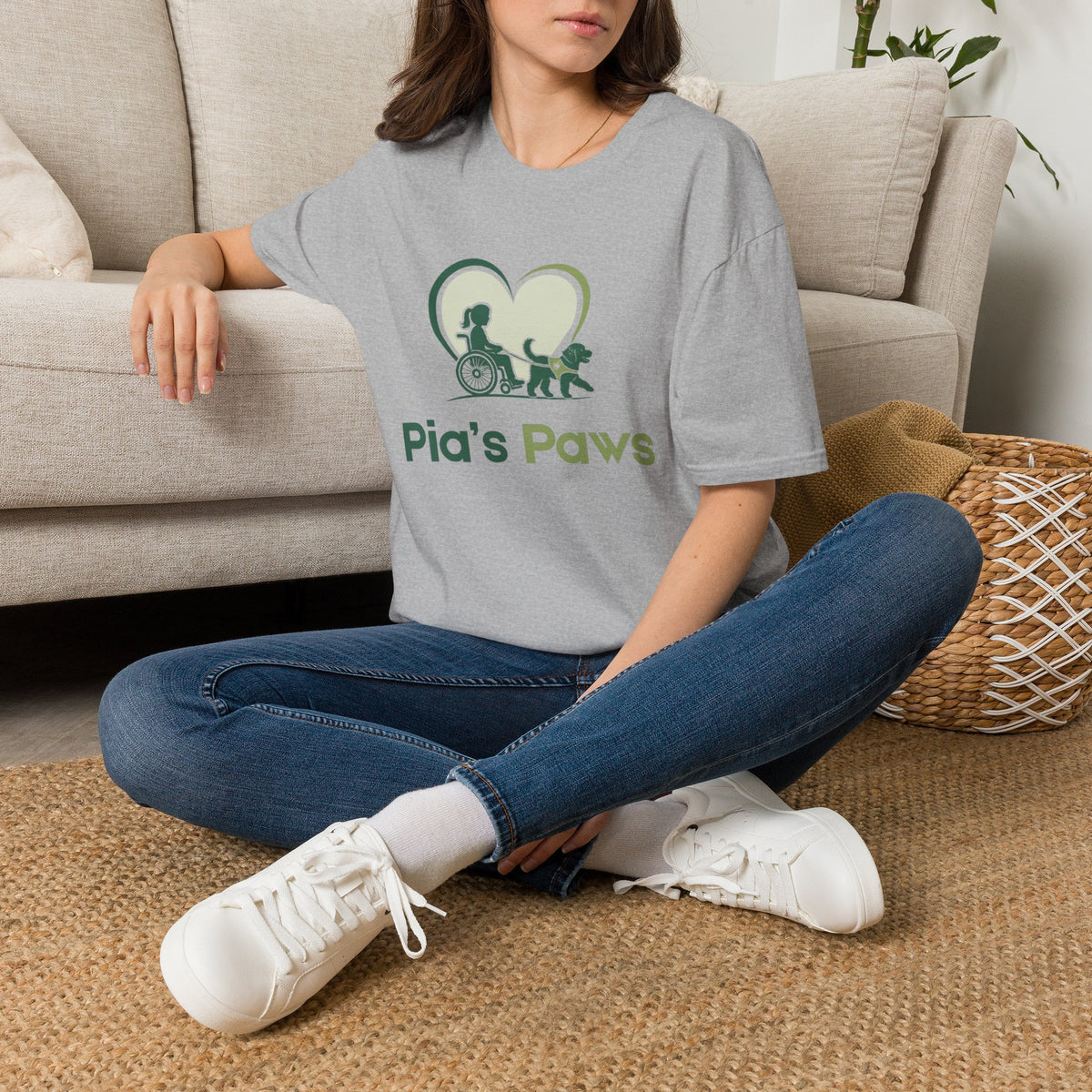 Pia's Paws T-Shirt featuring the Pia & Crazy Heart Design