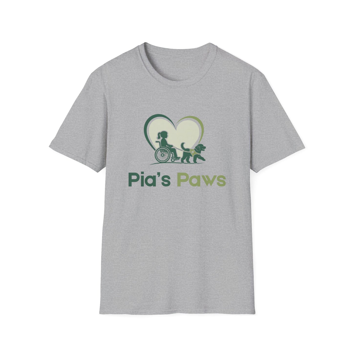 Pia's Paws T-Shirt featuring the Pia & Crazy Heart Design