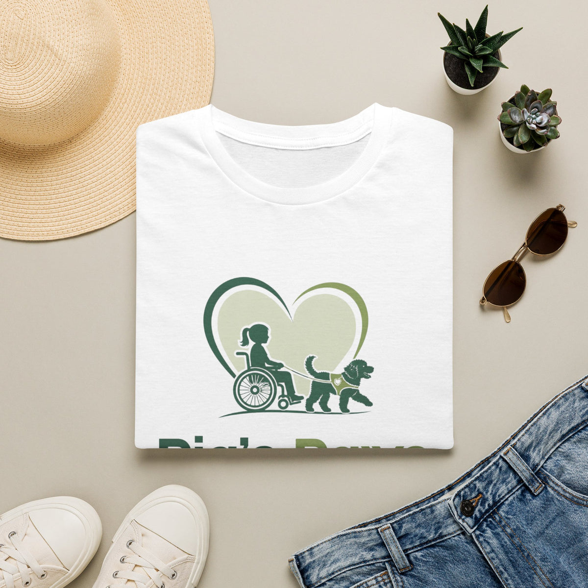 Pia's Paws T-Shirt featuring the Pia & Crazy Heart Design